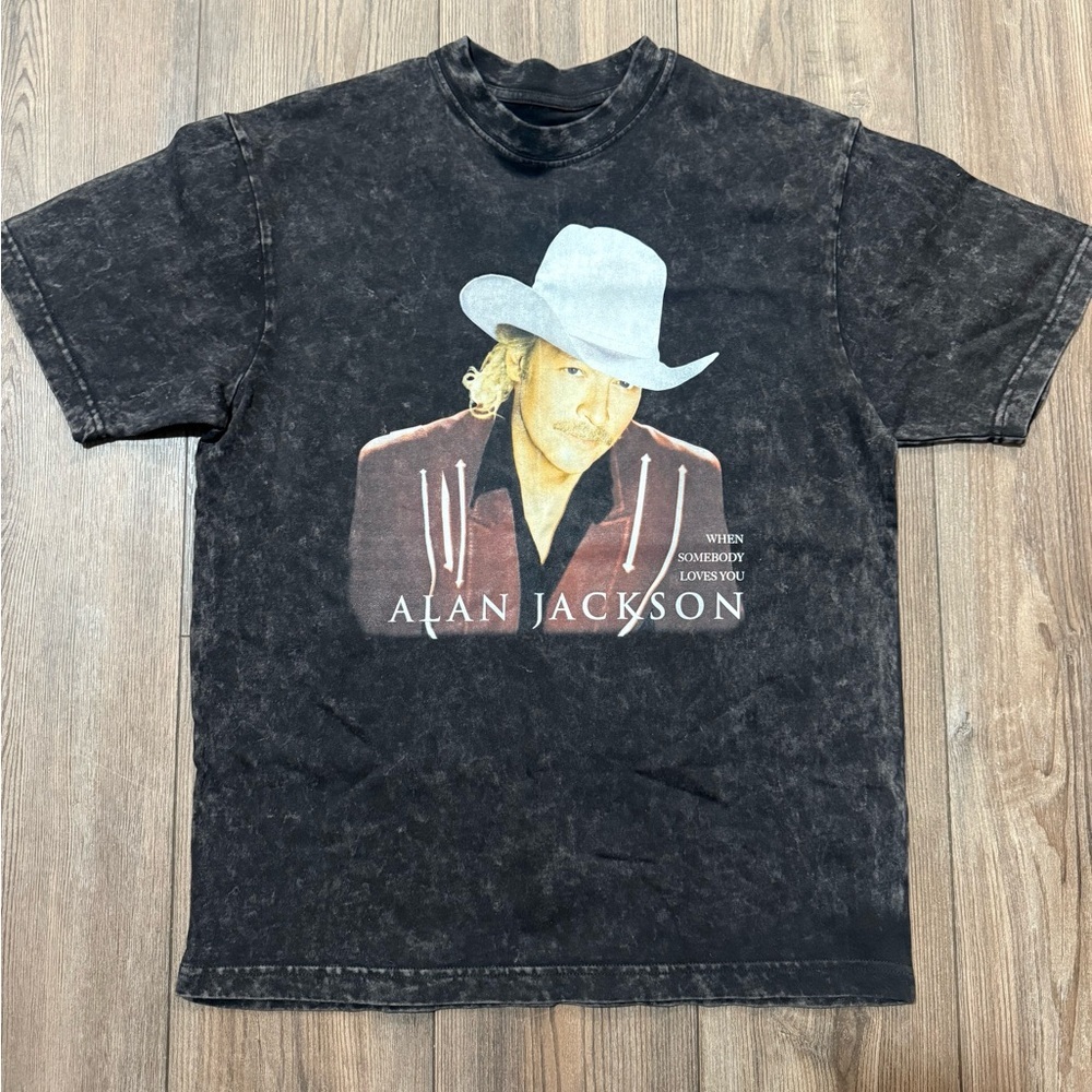 Alan Jackson Graphic Tee Small Acid Wash Country Music Boxy Oversized Shirt